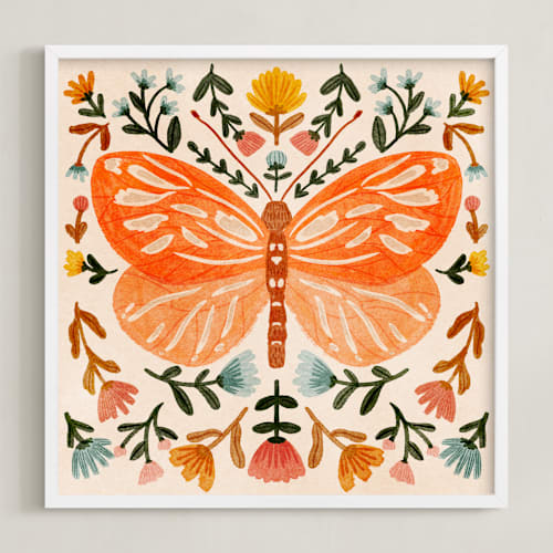 This is a tangerine kids wall art with standard by Angel Walker called colorful butterfly