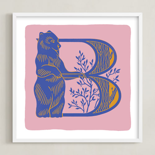 This is a dusty pink kids wall art with standard by Lia Geeter called animal alphabet 2