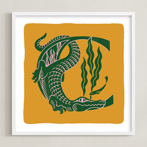 This is a gold kids wall art with standard by Lia Geeter called animal alphabet 3