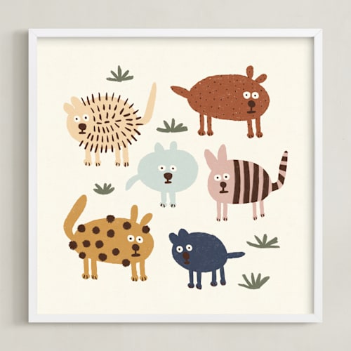 This is a desert brown kids wall art with standard by Alisa Galitsyna called surprised puppies