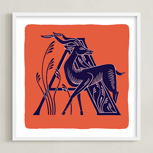 This is a coral kids wall art with standard by Lia Geeter called animal alphabet 1