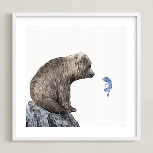 This is a blue fish kids wall art by Maja Cunningham called blue fish wish