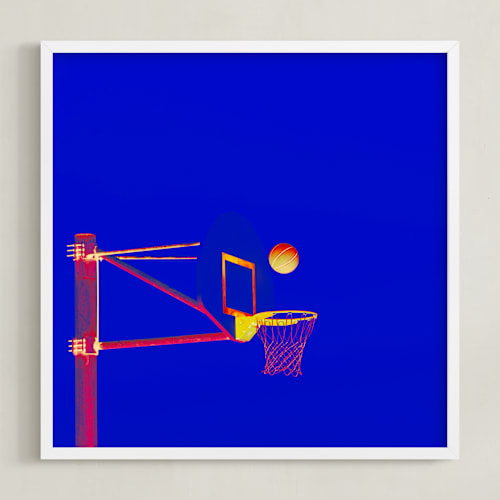This is a midnight dunk kids wall art with standard by Tania Medeiros called court pop 4