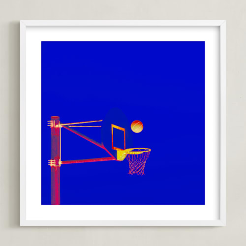 This is a midnight dunk kids wall art with standard by Tania Medeiros called court pop 4