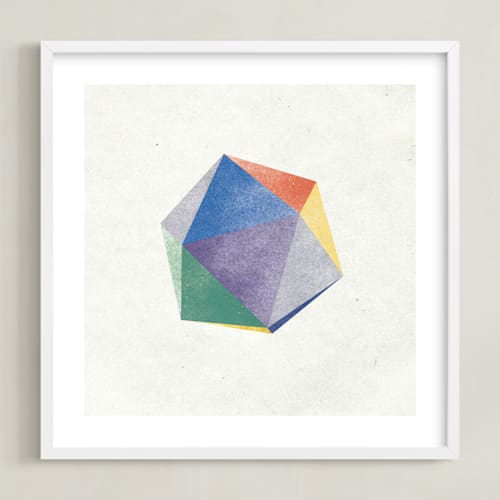 This is a rainbow kids wall art by Sumak Studio called dreamy icosahedron