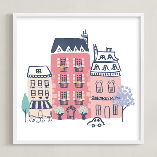 This is a pink lemonade kids wall art by Ali Macdonald called paris, j'adore