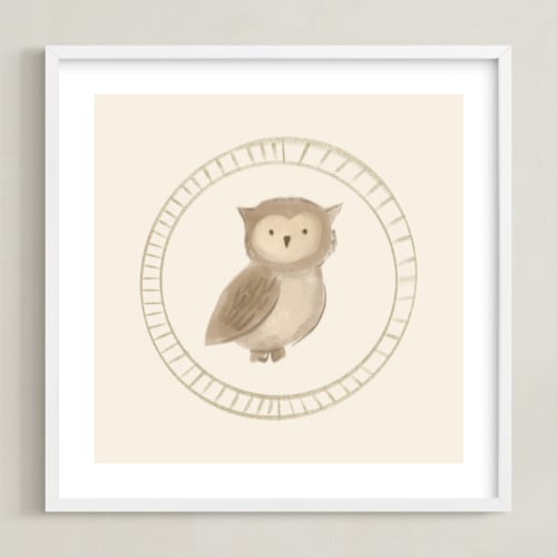 This is a cream art by Creo Study called woodland animal frame - owl