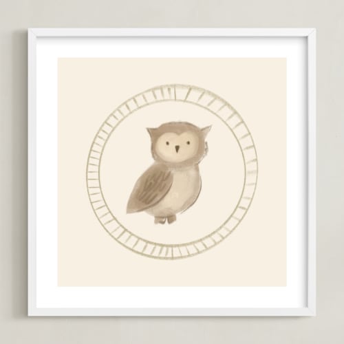 This is a cream art with standard by Creo Study called woodland animal frame - owl