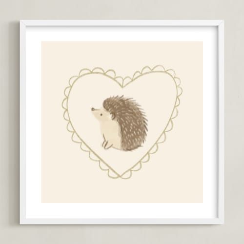 This is a cream art by Creo Study called woodland animal frame - hedgehog