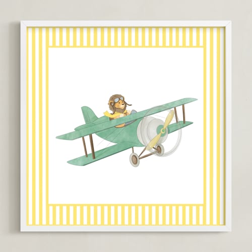 This is a yellow art by Krisztian Hollo called safari planes 3