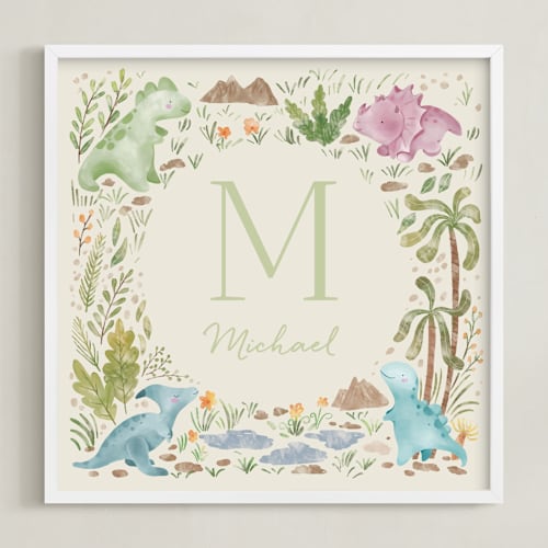 This is a sand nursery wall art with standard by Celine Nguyen called roar into the world