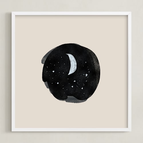 This is a cream nursery wall art by Nancy Noreth called little moon
