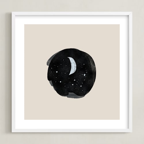 This is a cream nursery wall art by Nancy Noreth called little moon