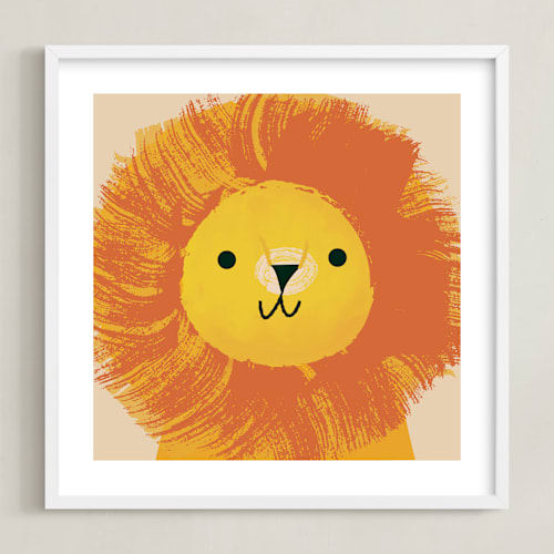 This is a orange nursery wall art by Lori Wemple called king of the jungle