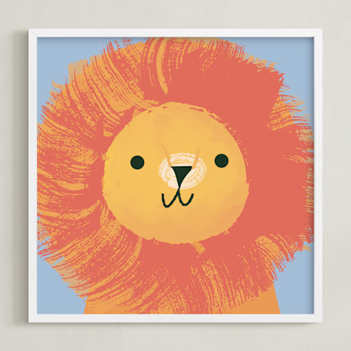 This is a blue nursery wall art by Lori Wemple called king of the jungle