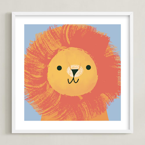 This is a blue nursery wall art by Lori Wemple called king of the jungle