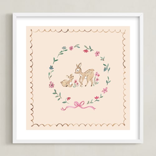 This is a cream nursery wall art with standard by Teju Reval called floral woodland 3