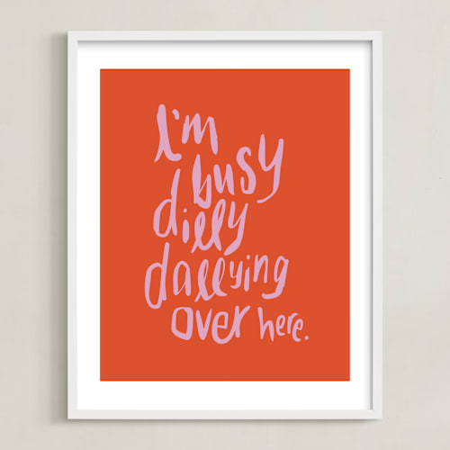 This is a tangerine kids wall art by Inkblot Design called dillydally all day