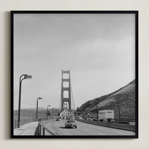 This is a black and white art by Austin Warnock called golden gate bridge