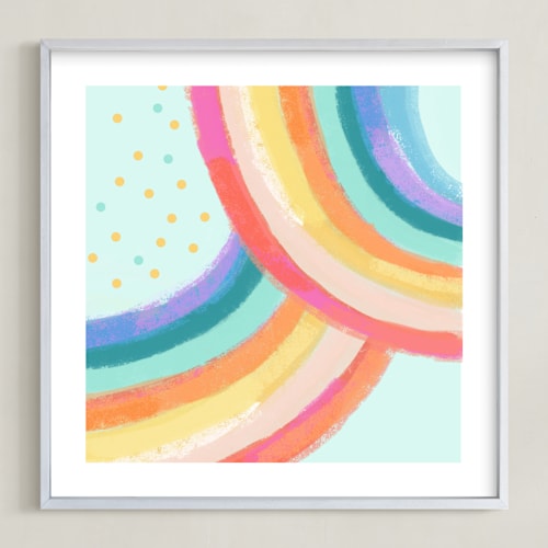 This is a rainbow mint kids wall art by AlisonJerry called ventura rainbow ll