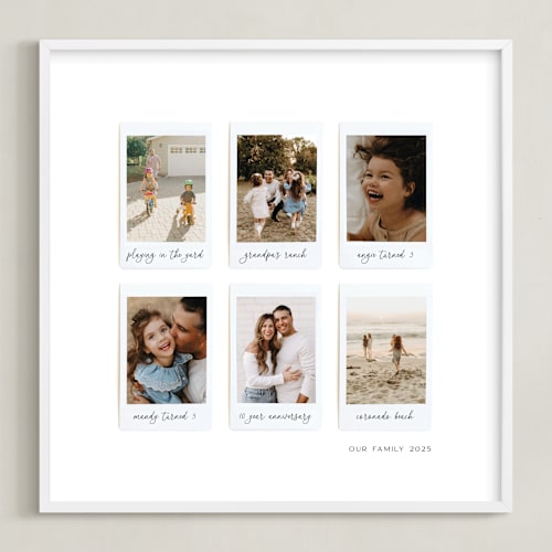 This is a white photo art by Olivia Kanaley Inman called six photo: square framed photo