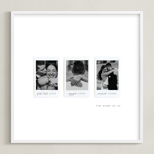 This is a white photo art by Olivia Kanaley Inman called three photo: square framed photo