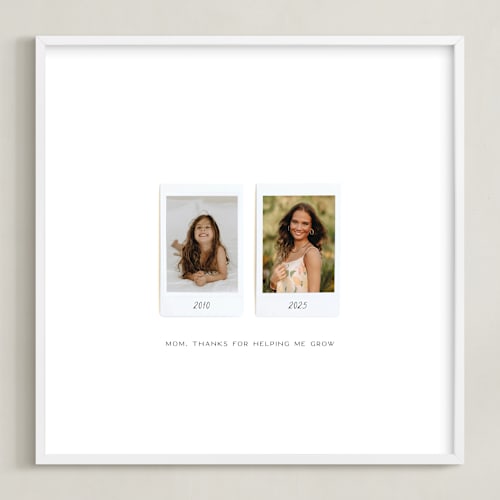 This is a white photo art by Olivia Kanaley Inman called two photo: square framed photo