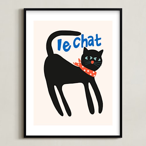 This is a noir kids wall art by Morgan Kendall called french cat