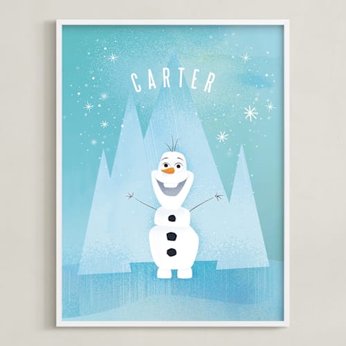 This is a frost disney art by Lori Wemple called disney's olaf in the woods