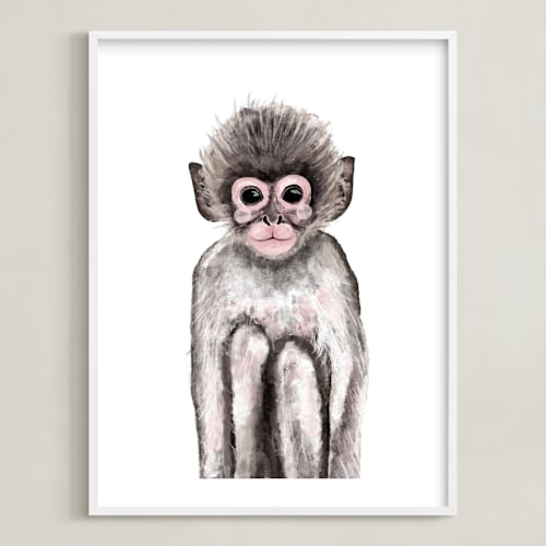 This is a wood smoke art by Cass Loh called baby animal monkey