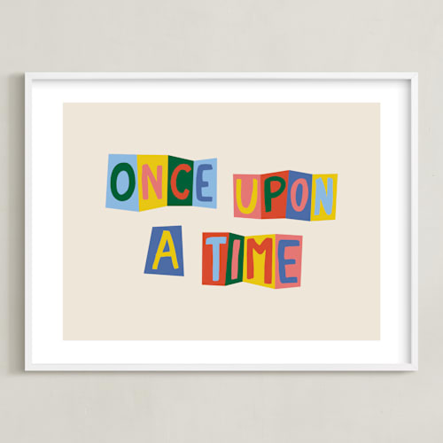This is a azure blue kids wall art by Inkblot Design called once upon a time