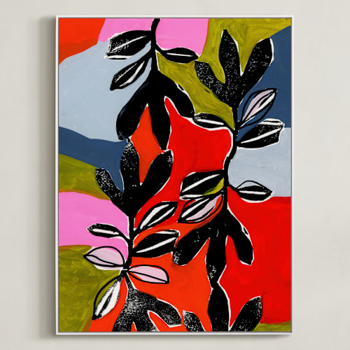 This is a orange fuchsia art by Deborah Velasquez called stained glass and ivy