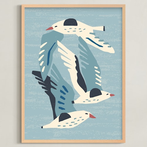 This is a neutral blue green art by Roochita Chachra called seagulls