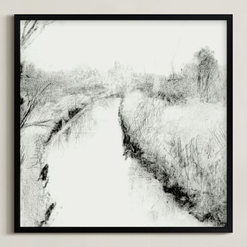 This is a black and white art by Austin Warnock called the river runs through