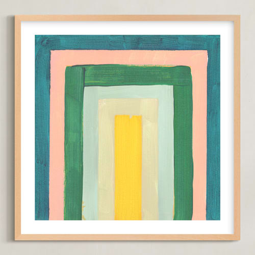 This is a turquoise kids wall art by Lindsay Megahed called rainbow twist 2