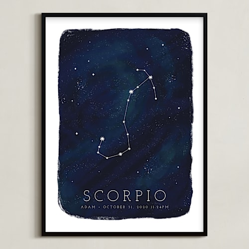 This is a galaxy personalized art for kids by Ashley Presutti Beasley called zodiac constellation scorpio