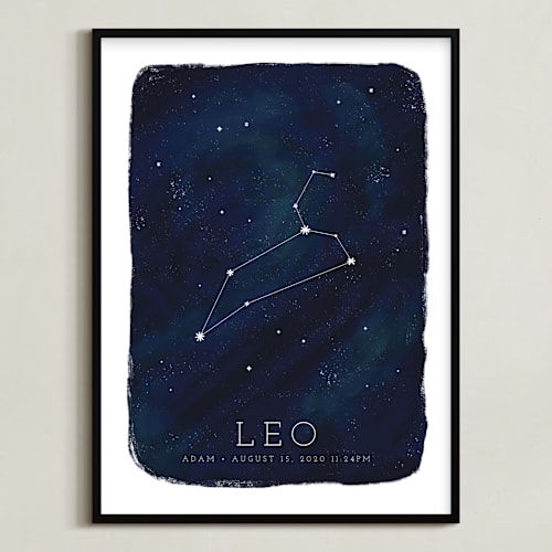 This is a galaxy personalized art for kids by Ashley Presutti Beasley called zodiac constellation leo