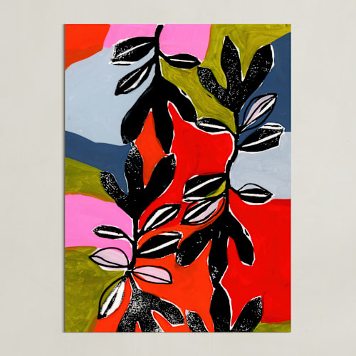 This is a orange fuchsia art by Deborah Velasquez called stained glass and ivy