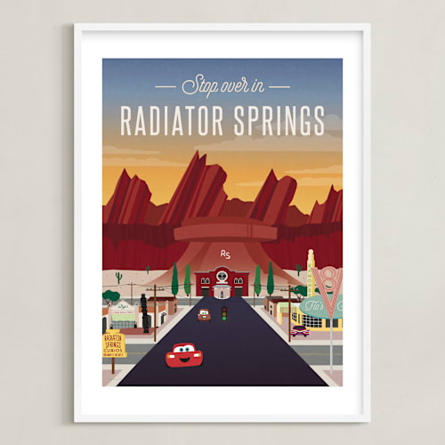 This is a desert disney art by Erica Krystek called stop over in radiator springs