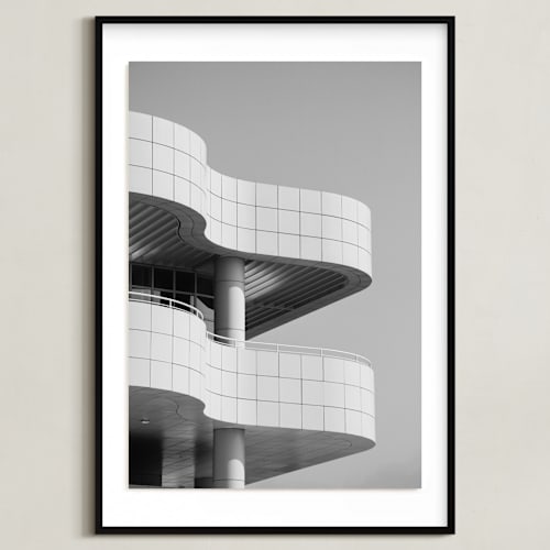 This is a black & white art by lulu and isabelle called curves and squares 1
