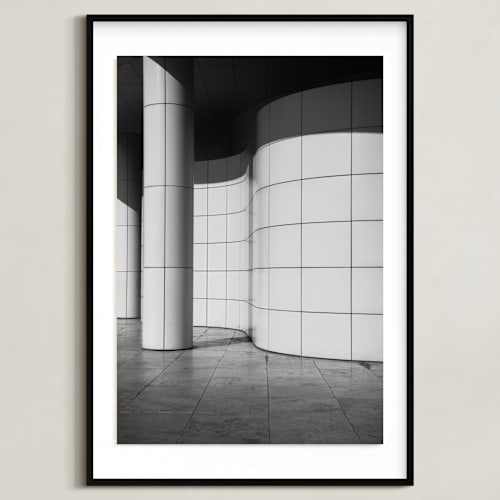 This is a black & white art by lulu and isabelle called curves and squares 2