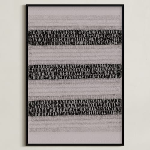 This is a gray wool art with standard by Janie Allen called woolen weaving 1