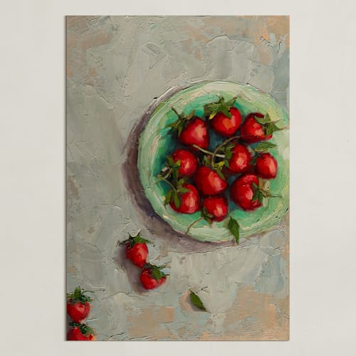 This is a crimson art by Wendy Keller called strawberries on a plate