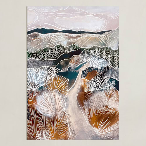 This is a rust art with standard by Sarah Fitzgerald called a silent stroll