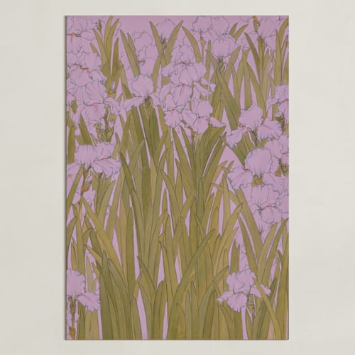 This is a dusty lavender art by Britt Friesell called iris garden