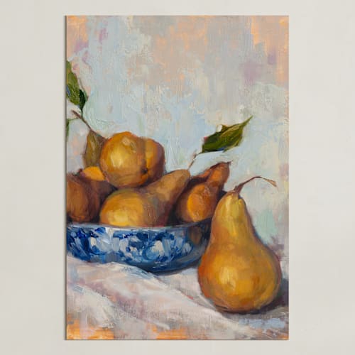 This is a ochre art by Wendy Keller called bowl of pears 