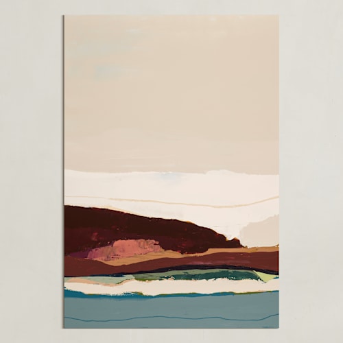 This is a burgundy art by Caryn Owen called burgundy seascape diptych 1