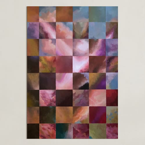 This is a soft pink art by Ella Frödin called pieces of the sky