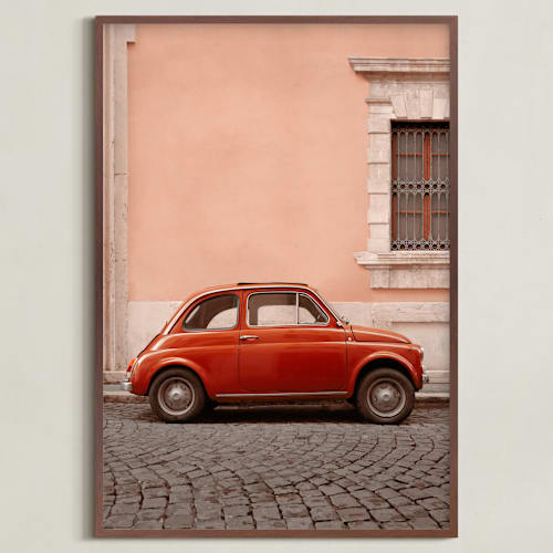 This is a red rosa art by Kelsey Mucci called an italian classic in rome