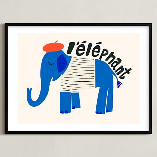 This is a blueberry kids wall art by Morgan Kendall called french elephant